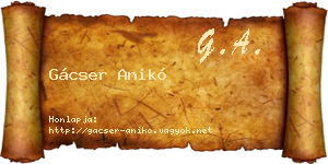Gácser Anikó névjegykártya
